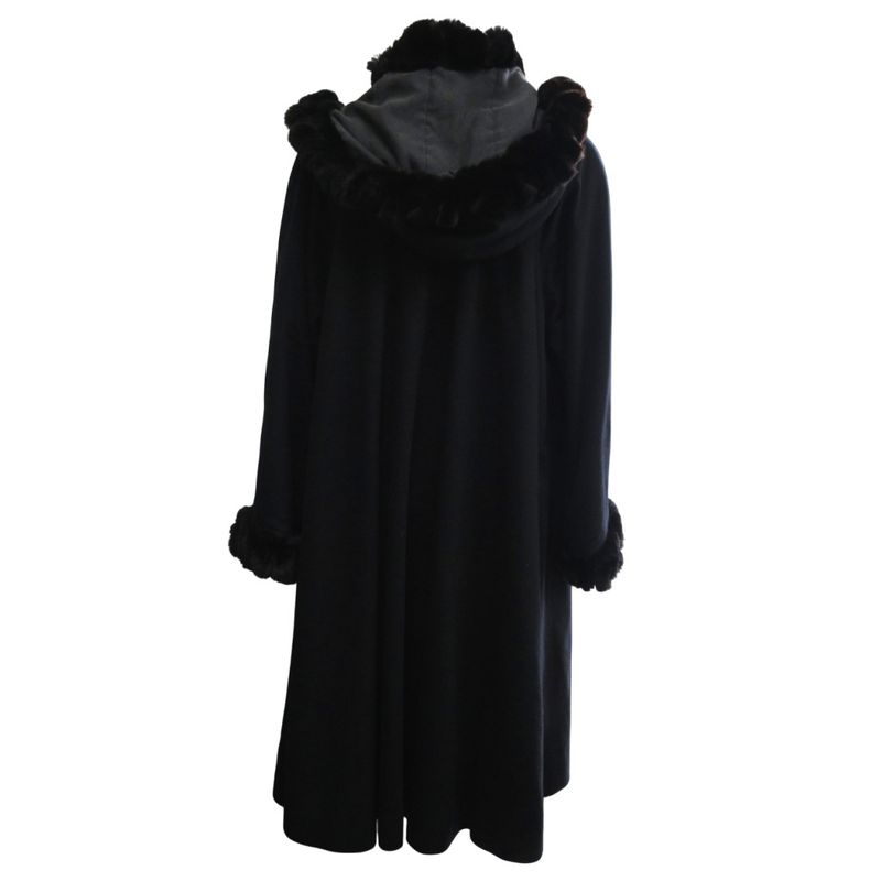 Fendi Orillag Fur Cashmere Silk Double Face Coat Reversible Long Length Logo