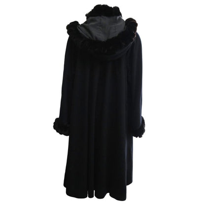 Fendi Orillag Fur Cashmere Silk Double Face Coat Reversible Long Length Logo