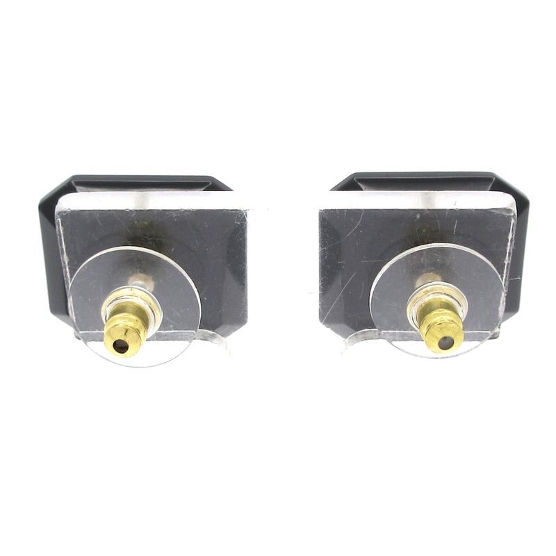 Chanel Earrings Coco Mark Black×gold×clear