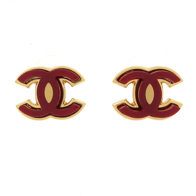 Chanel Earrings Coco Mark Bordeaux×gold