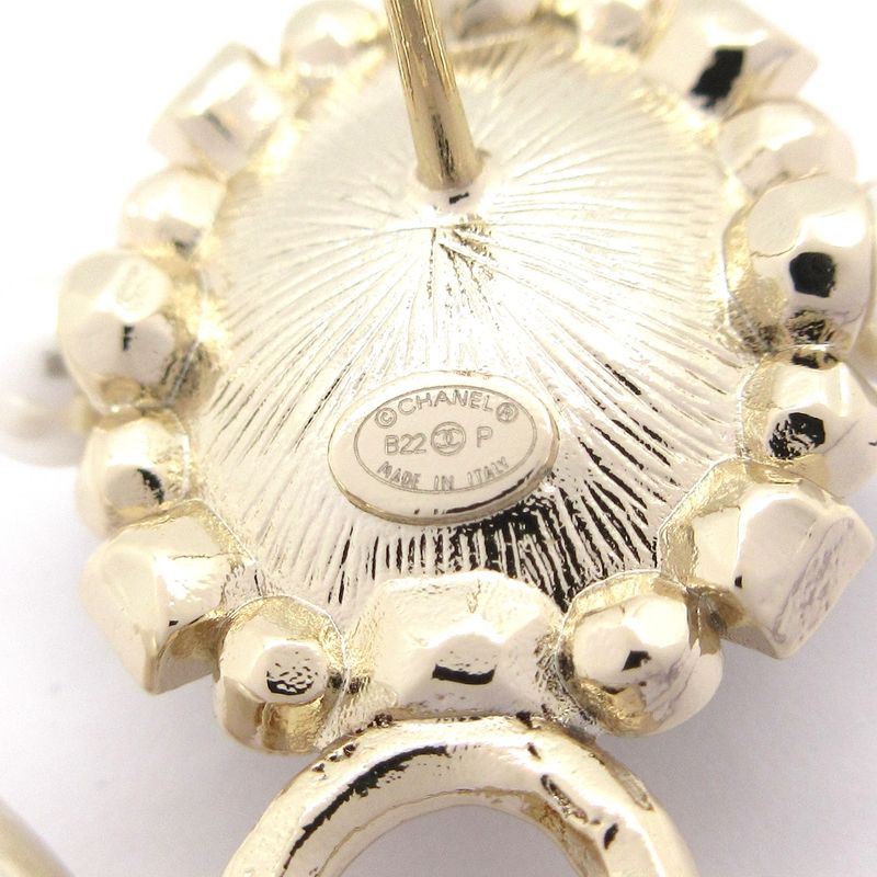 Chanel Earrings Coco Mark Black×gold×white