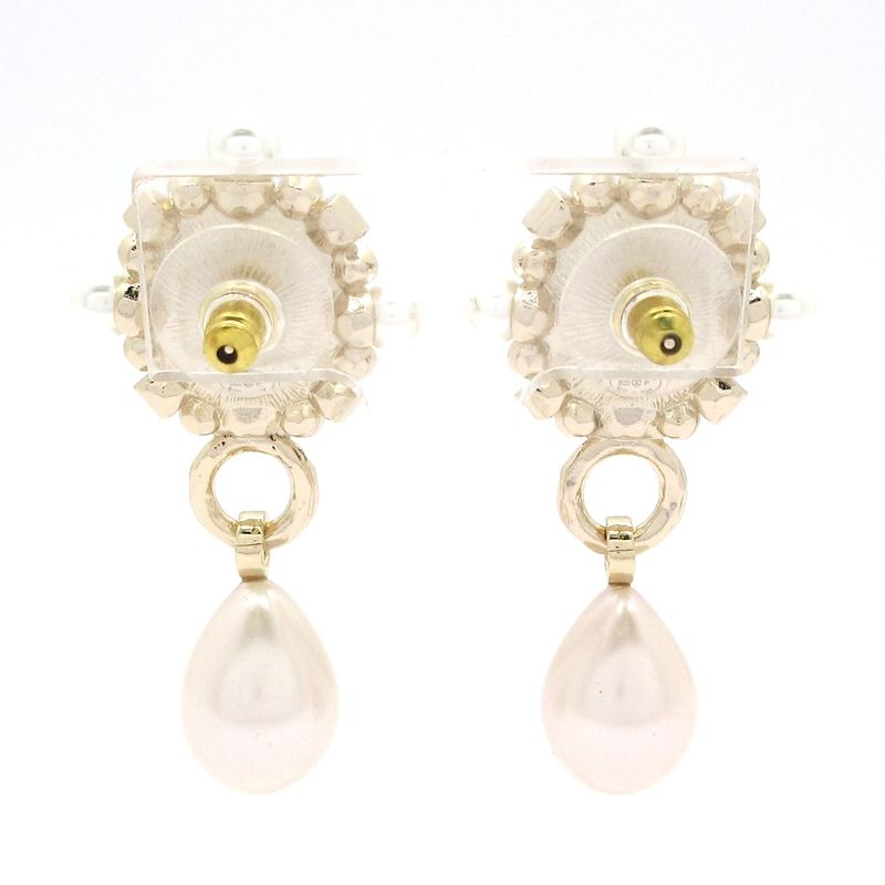 Chanel Earrings Coco Mark Black×gold×white