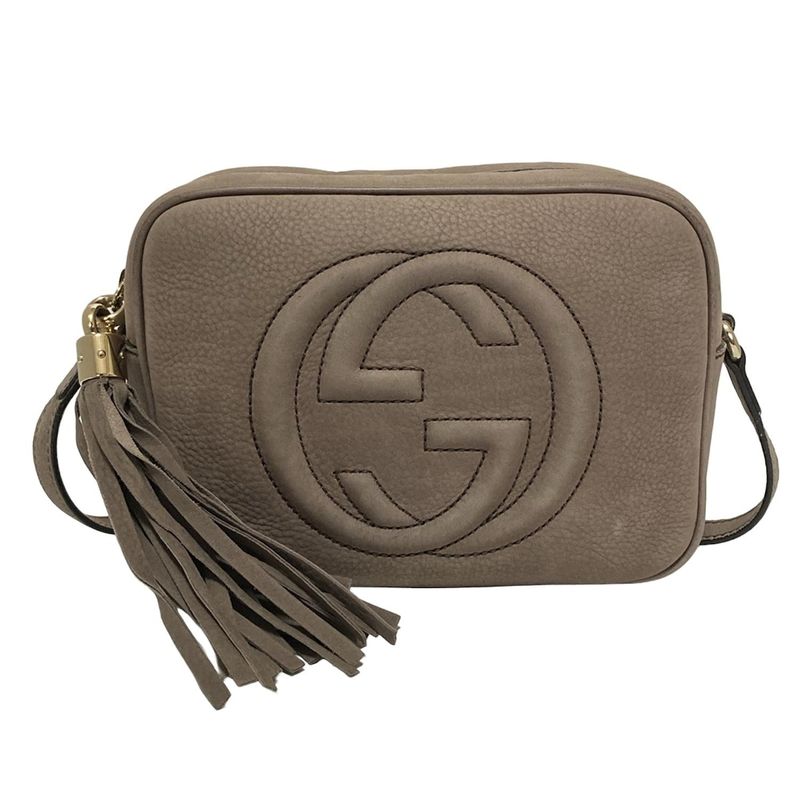 Gucci Shoulder Bag Soho 308364 Gray-beige Diagonal/tassel