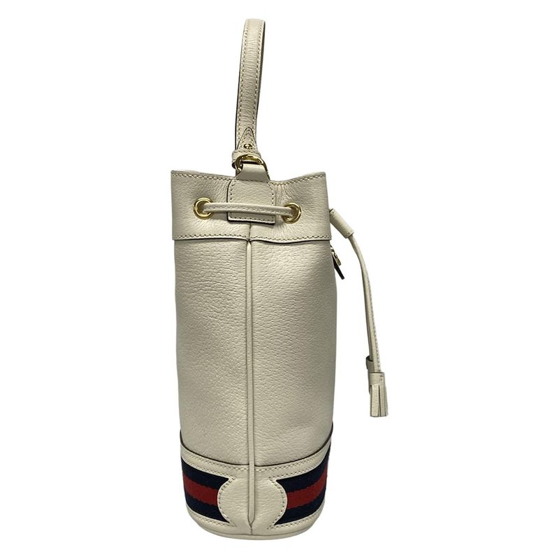 Gucci Handbag Ophidia Small Bucket Bag 610846 White Leather