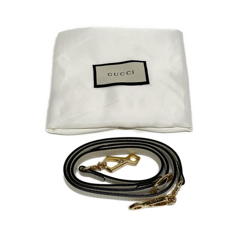 Gucci Handbag Ophidia Small Bucket Bag 610846 White Leather