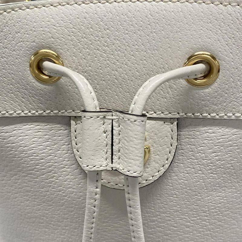 Gucci Handbag Ophidia Small Bucket Bag 610846 White Leather