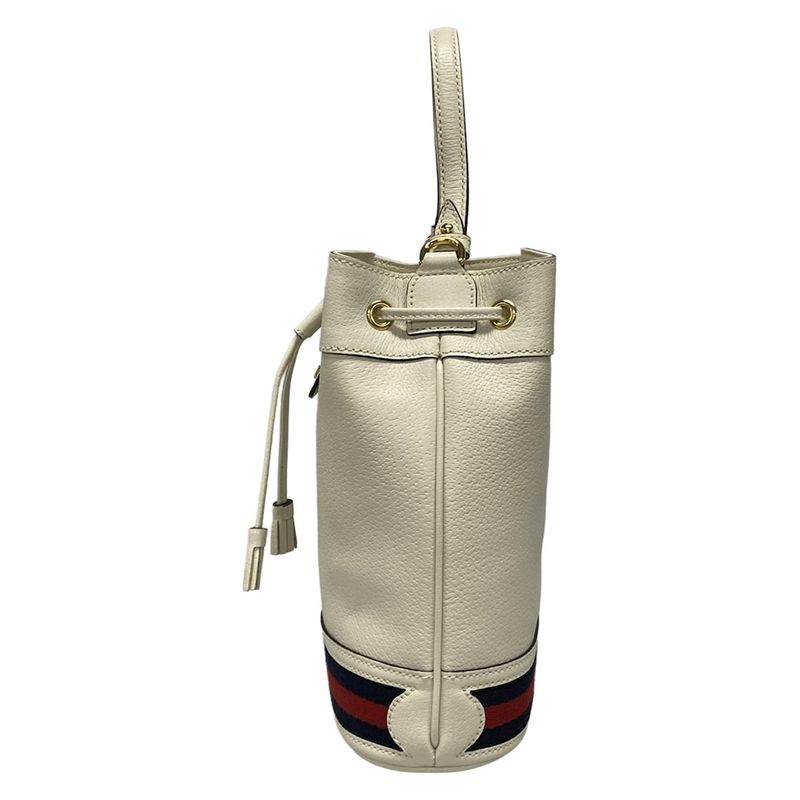 Gucci Handbag Ophidia Small Bucket Bag 610846 White Leather