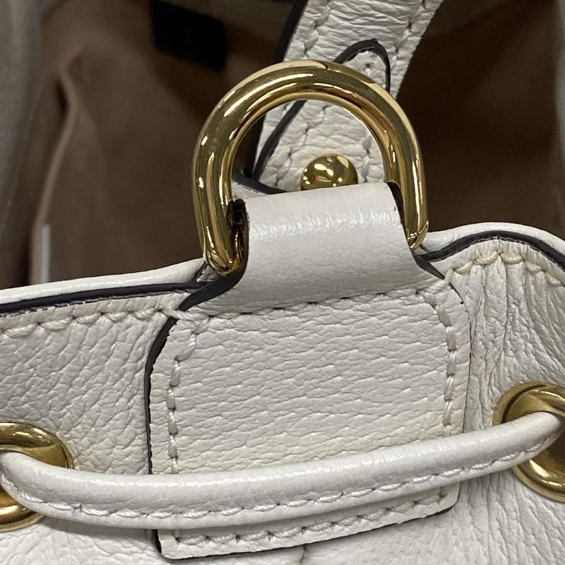 Gucci Handbag Ophidia Small Bucket Bag 610846 White Leather