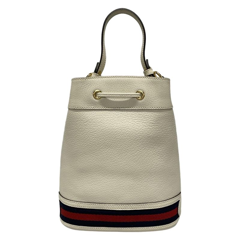 Gucci Handbag Ophidia Small Bucket Bag 610846 White Leather