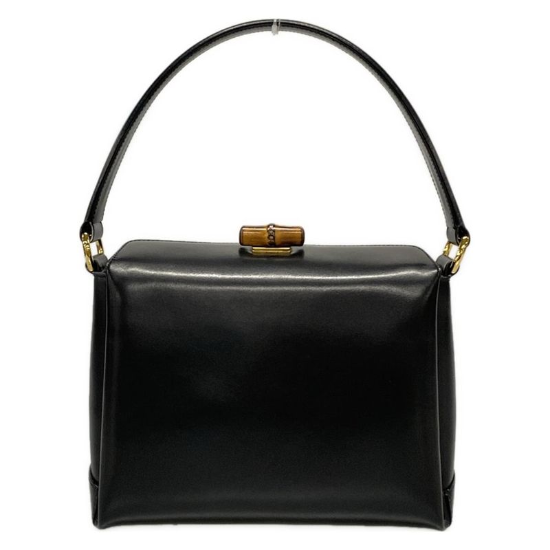 Gucci Handbag Bamboo 000330175 Black And Gold Leather