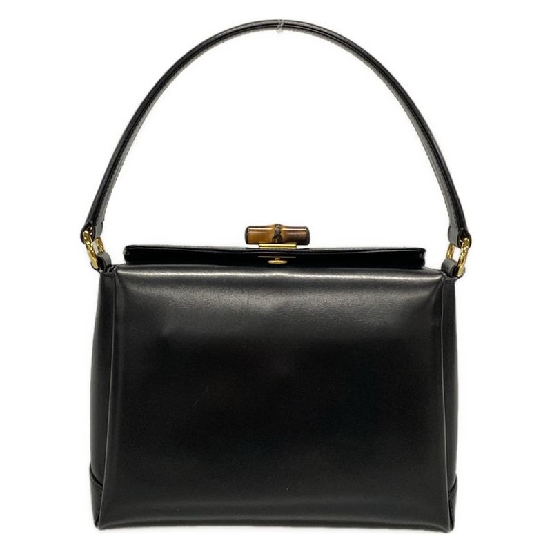 Gucci Handbag Bamboo 000330175 Black And Gold Leather
