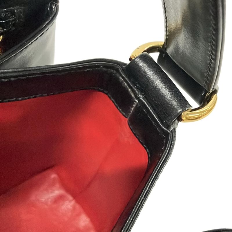 Gucci Handbag Bamboo 000330175 Black And Gold Leather