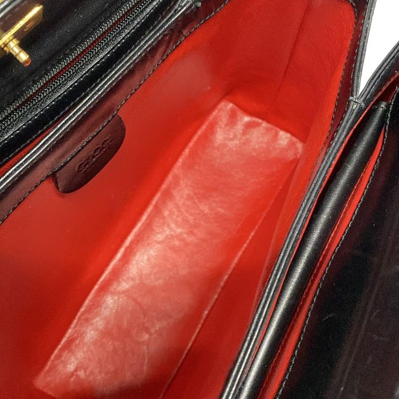 Gucci Handbag Bamboo 000330175 Black And Gold Leather