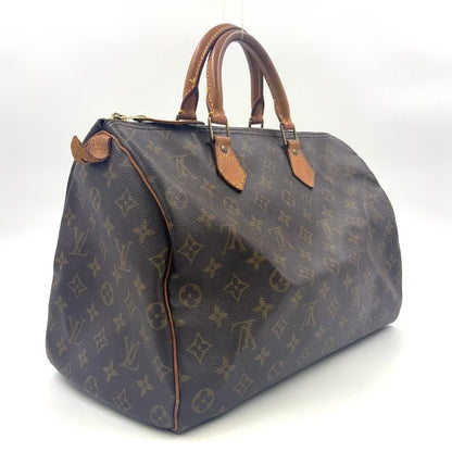 Louis Vuitton Speedy 35 Monogram Leather X PVC Brown Handbag Gold M41524
