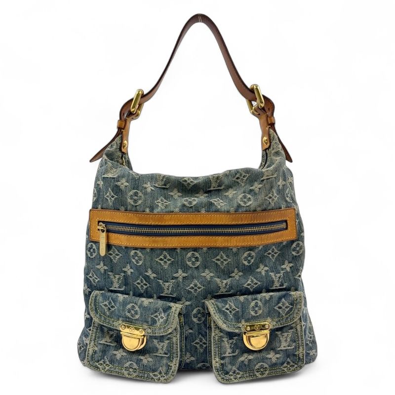 Louis Vuitton Baggy GM Monogram Denim Monogram Denim Leather × Denim Blue