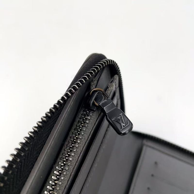 Louis Vuitton Vertical Round Monogram Shadow RFID Reactive PVC Dark Grey Wallet