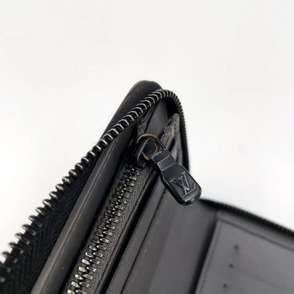 Louis Vuitton Vertical Round Monogram Shadow RFID Reactive PVC Dark Grey Wallet