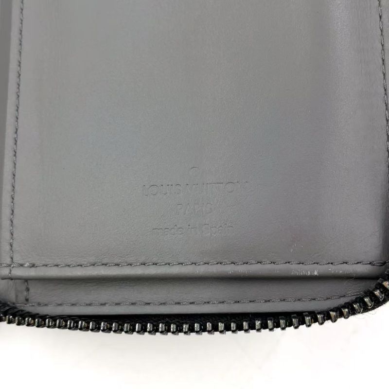 Louis Vuitton Vertical Round Monogram Shadow RFID Reactive PVC Dark Grey Wallet
