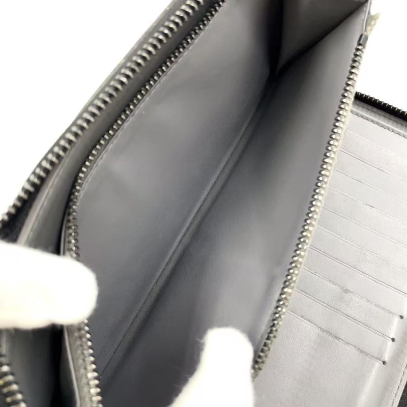 Louis Vuitton Vertical Round Monogram Shadow RFID Reactive PVC Dark Grey Wallet