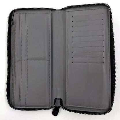 Louis Vuitton Vertical Round Monogram Shadow RFID Reactive PVC Dark Grey Wallet