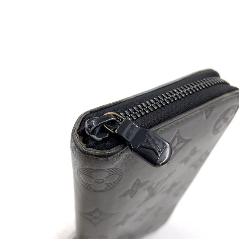 Louis Vuitton Vertical Round Monogram Shadow RFID Reactive PVC Dark Grey Wallet