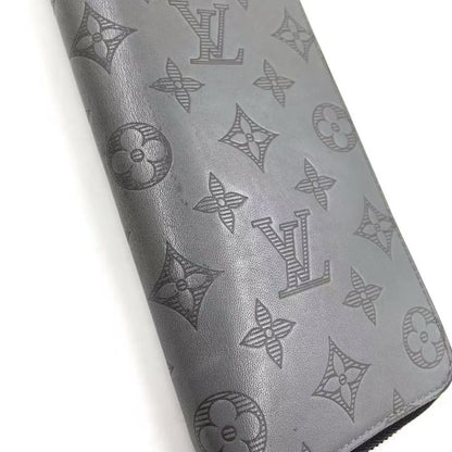 Louis Vuitton Vertical Round Monogram Shadow RFID Reactive PVC Dark Grey Wallet