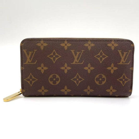 Louis Vuitton Zippy Wallet Monogram PVC Brown Round Zipper Long Wallet Gold