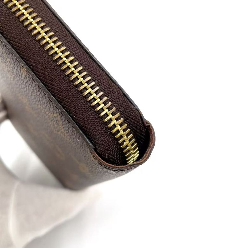 Louis Vuitton Zippy Wallet Monogram PVC Brown Round Zipper Long Wallet Gold