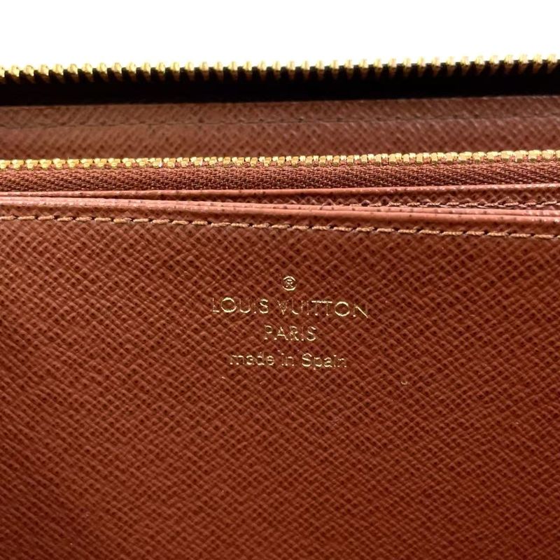 Louis Vuitton Zippy Wallet Monogram PVC Brown Round Zipper Long Wallet Gold