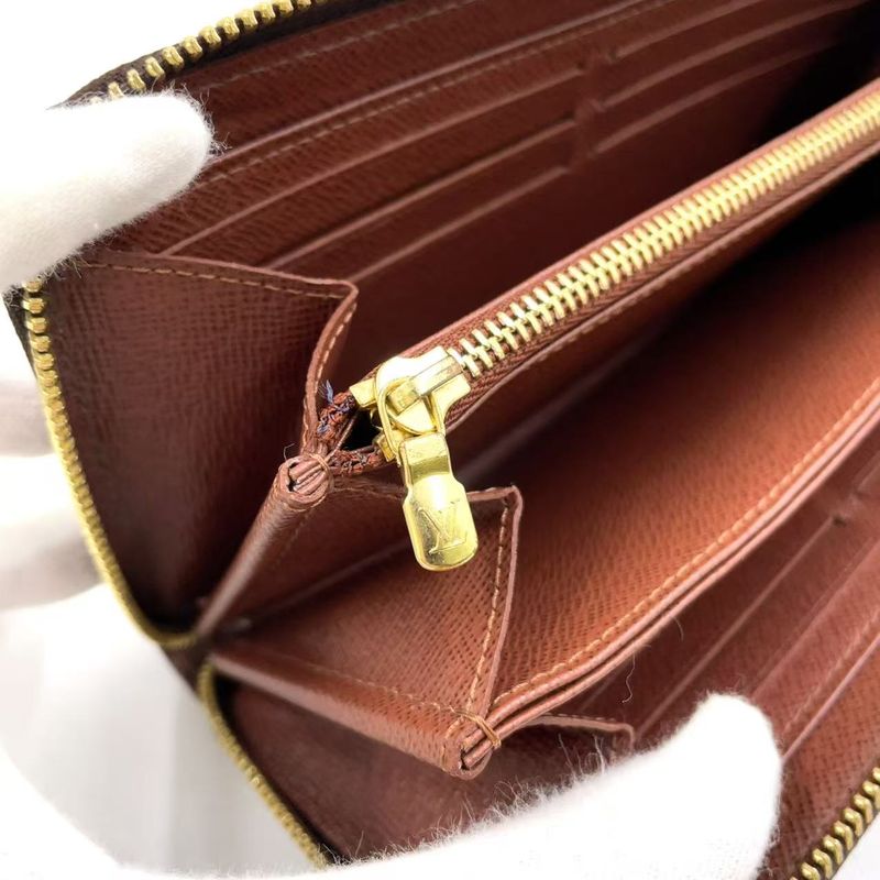 Louis Vuitton Zippy Wallet Monogram PVC Brown Round Zipper Long Wallet Gold