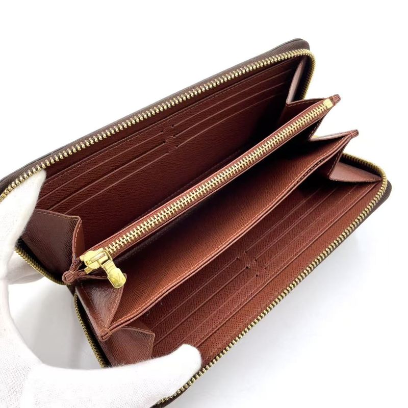 Louis Vuitton Zippy Wallet Monogram PVC Brown Round Zipper Long Wallet Gold