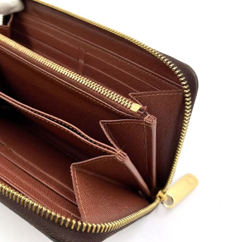 Louis Vuitton Zippy Wallet Monogram PVC Brown Round Zipper Long Wallet Gold