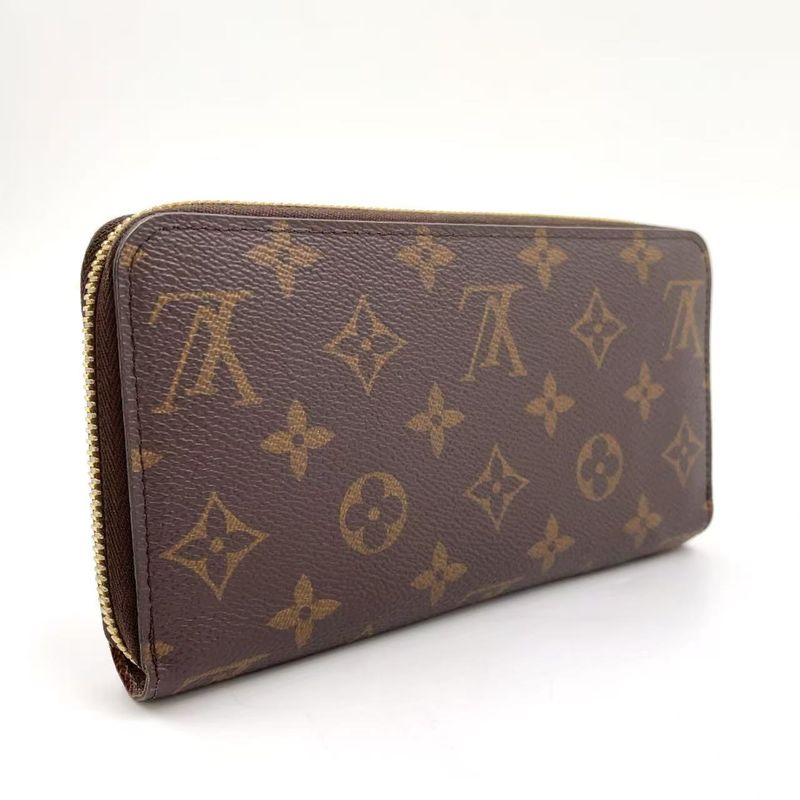 Louis Vuitton Zippy Wallet Monogram PVC Brown Round Zipper Long Wallet Gold