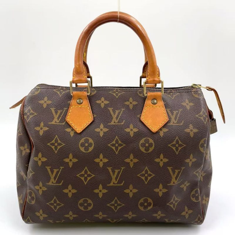 Louis Vuitton Speedy 25 Monogram Leather X PVC Brown Handbag Gold M41528