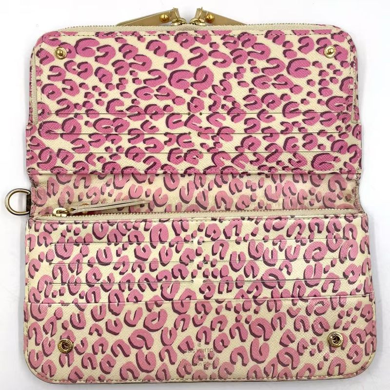 Louis Vuitton Portefeuille Antholite Folding Long Wallet Leopard Monogram PVC