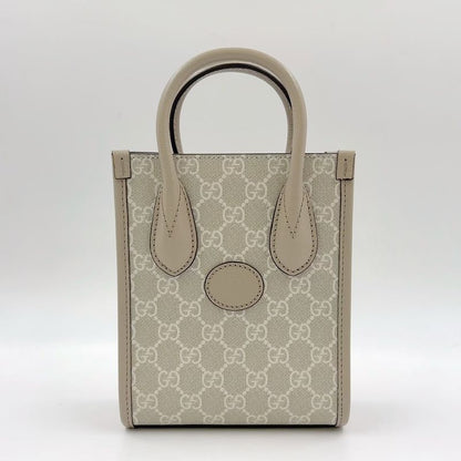 Gucci Interlocking G Mini 2WAY Shoulder PVC Beige Handbag Gold