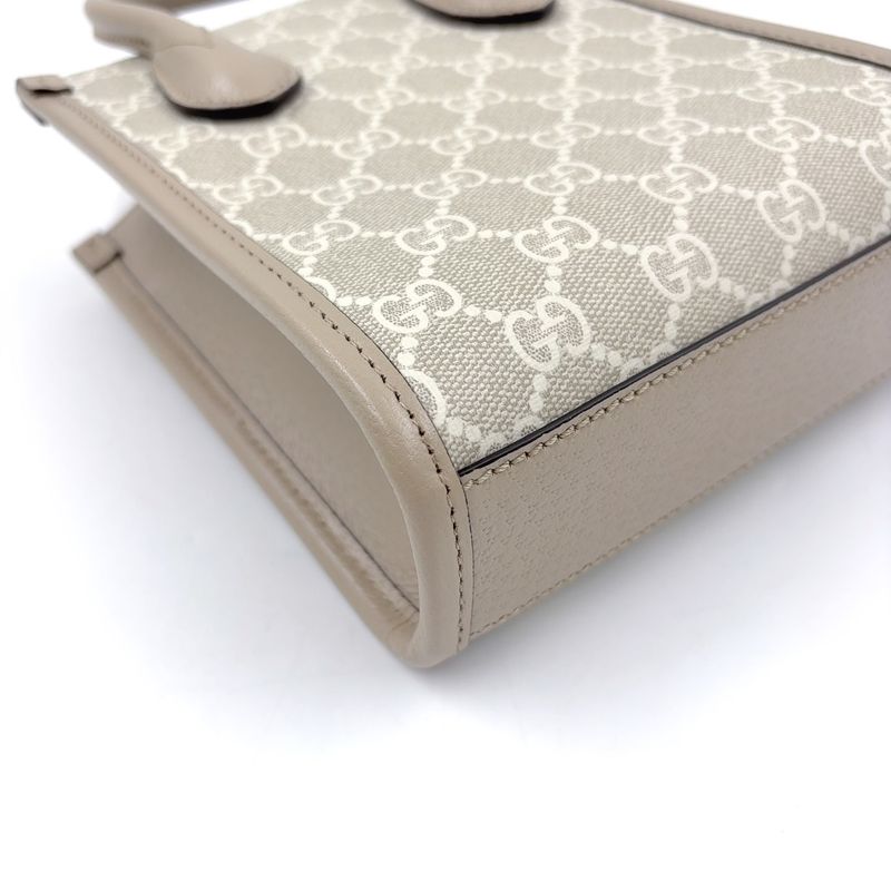 Gucci Interlocking G Mini 2WAY Shoulder PVC Beige Handbag Gold