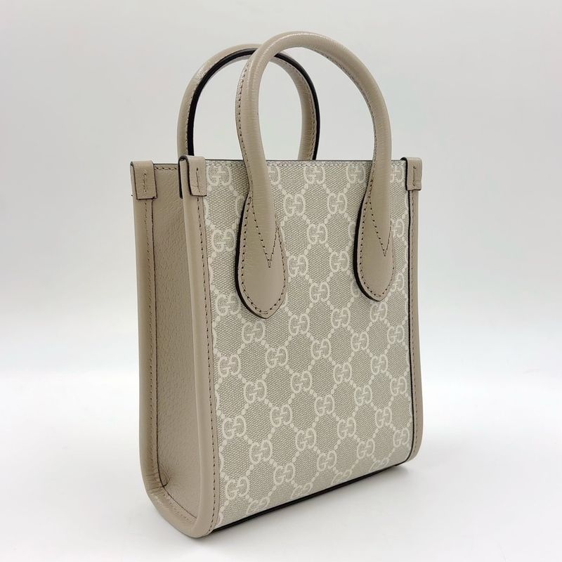 Gucci Interlocking G Mini 2WAY Shoulder PVC Beige Handbag Gold