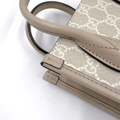 Gucci Interlocking G Mini 2WAY Shoulder PVC Beige Handbag Gold