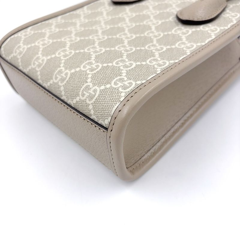 Gucci Interlocking G Mini 2WAY Shoulder PVC Beige Handbag Gold