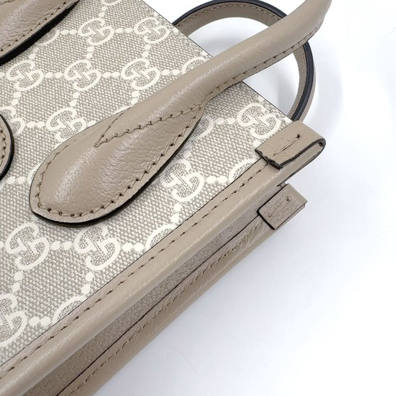 Gucci Interlocking G Mini 2WAY Shoulder PVC Beige Handbag Gold