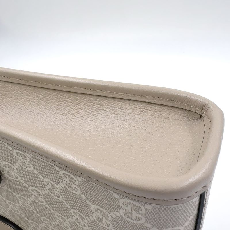 Gucci Interlocking G Mini 2WAY Shoulder PVC Beige Handbag Gold