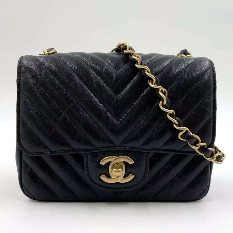Chanel Mini Matelasse V-stitch Serial No 26 Lambskin Black Shoulder Bag Gold