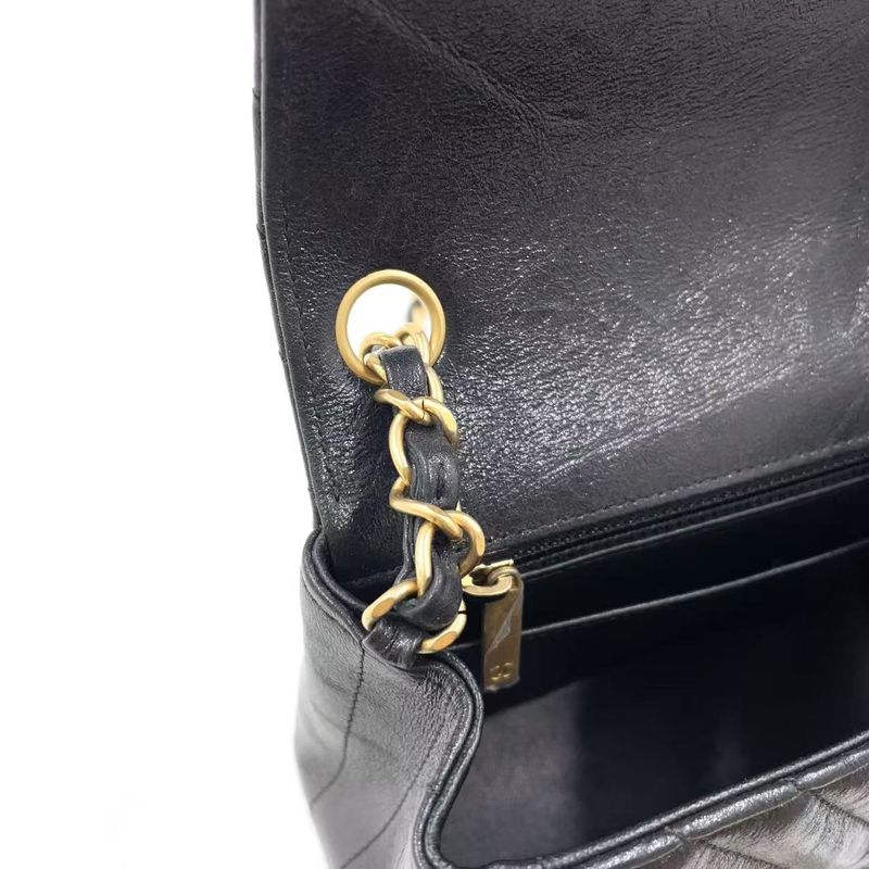 Chanel Mini Matelasse V-stitch Serial No 26 Lambskin Black Shoulder Bag Gold