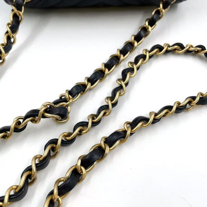 Chanel Mini Matelasse V-stitch Serial No 26 Lambskin Black Shoulder Bag Gold