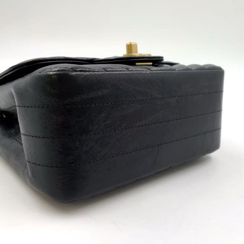 Chanel Mini Matelasse V-stitch Serial No 26 Lambskin Black Shoulder Bag Gold