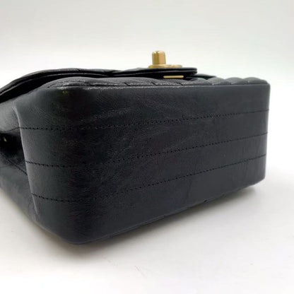 Chanel Mini Matelasse V-stitch Serial No 26 Lambskin Black Shoulder Bag Gold