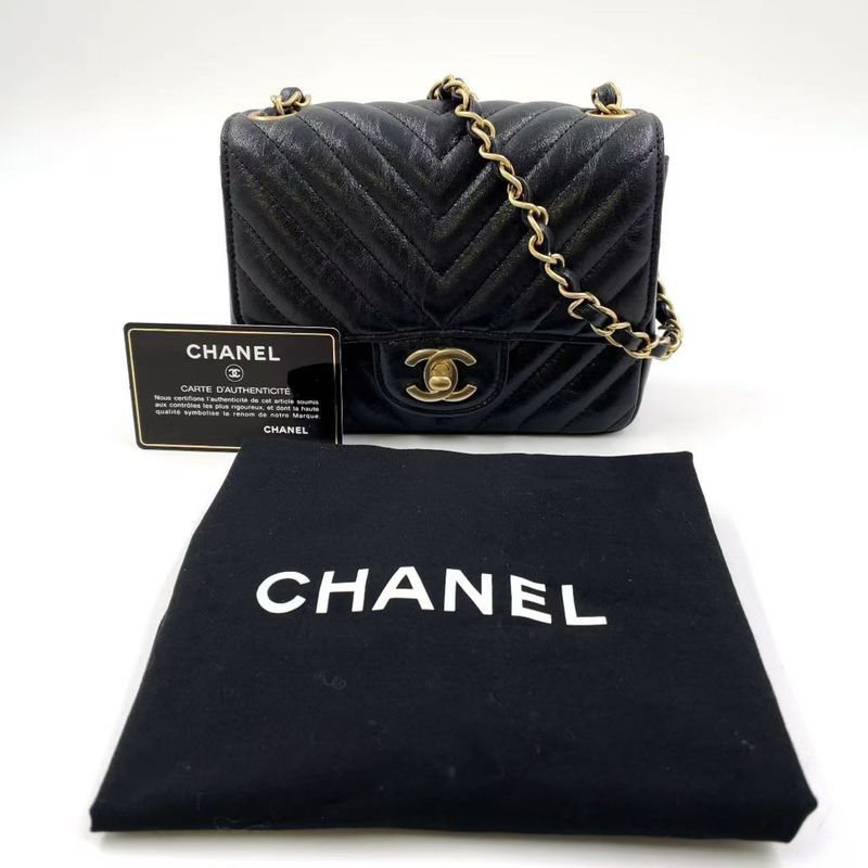 Chanel Mini Matelasse V-stitch Serial No 26 Lambskin Black Shoulder Bag Gold