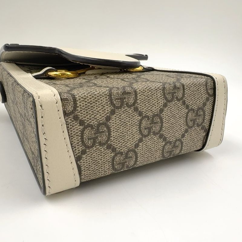 Gucci GG Supreme Horsebit 1955 Mini Bag Leather X PVC Beige X White Shoulder