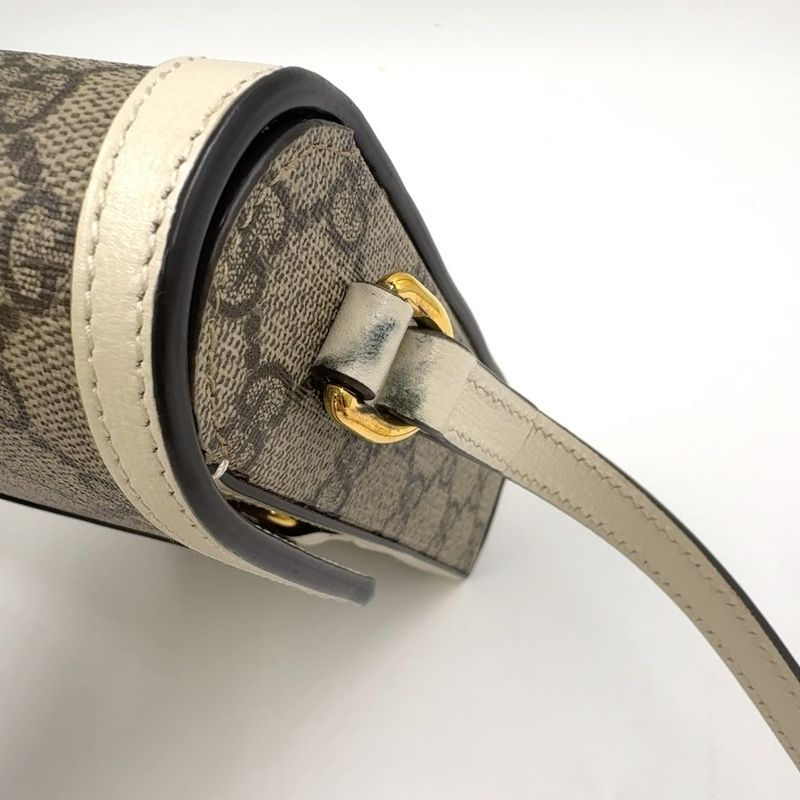 Gucci GG Supreme Horsebit 1955 Mini Bag Leather X PVC Beige X White Shoulder